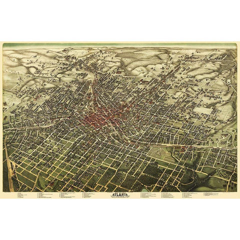 Atlanta Georgia - Hughes 1892 White Modern Wood Framed Art Print by Hughes