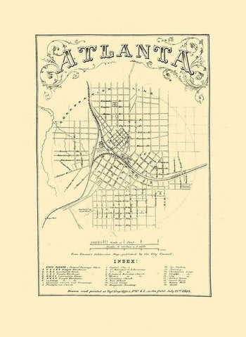 Atlanta Georgia - Vincent 1864  White Modern Wood Framed Art Print with Double Matting by Vincent