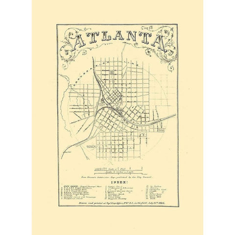Atlanta Georgia - Vincent 1864  Gold Ornate Wood Framed Art Print with Double Matting by Vincent