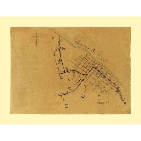 Augusta Georgia -1864 Black Modern Wood Framed Art Print by Unknown