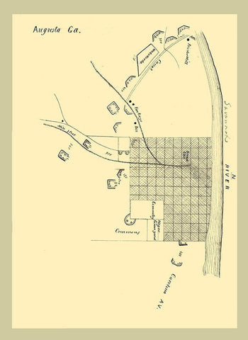 Augusta Georgia -1864 Black Ornate Wood Framed Art Print with Double Matting by Unknown