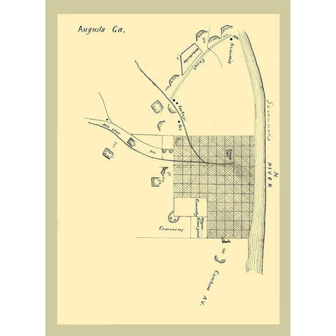 Augusta Georgia -1864 Black Modern Wood Framed Art Print by Unknown