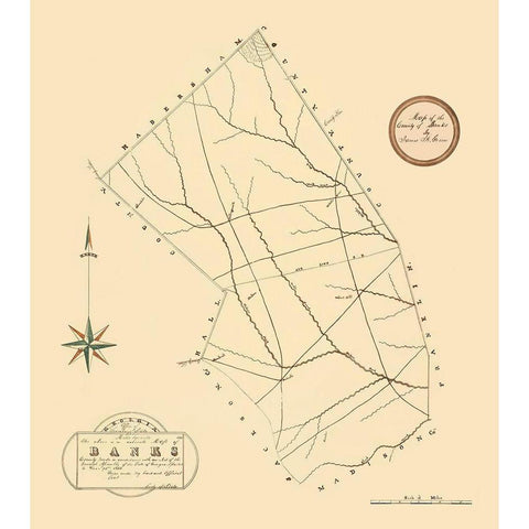 Banks Georgia - Green 1868 White Modern Wood Framed Art Print by Green