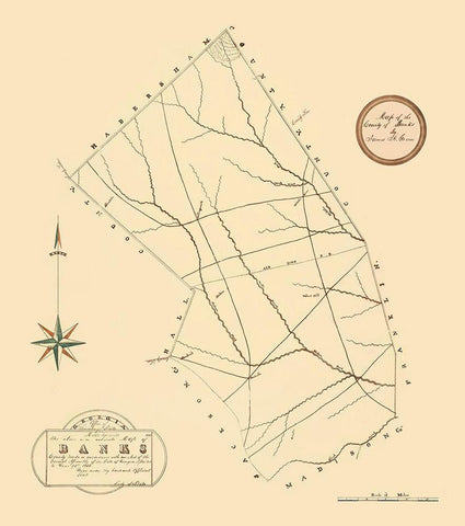 Banks Georgia - Green 1868 Black Ornate Wood Framed Art Print with Double Matting by Green