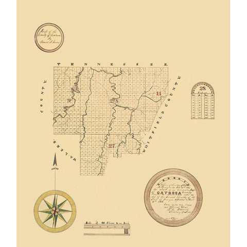 Catoosa Georgia - Green 1867 Black Modern Wood Framed Art Print by Green