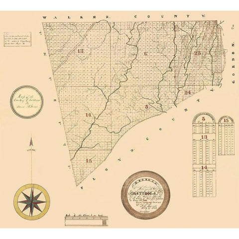 Chattooga Georgia - Green 1866 Black Modern Wood Framed Art Print with Double Matting by Green