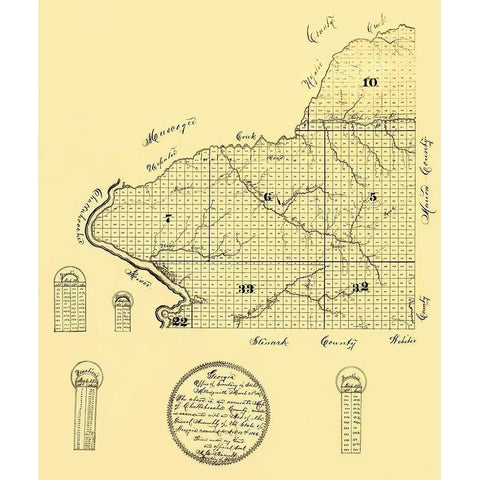Chattahoochee Georgia - Green 1866 Gold Ornate Wood Framed Art Print with Double Matting by Green
