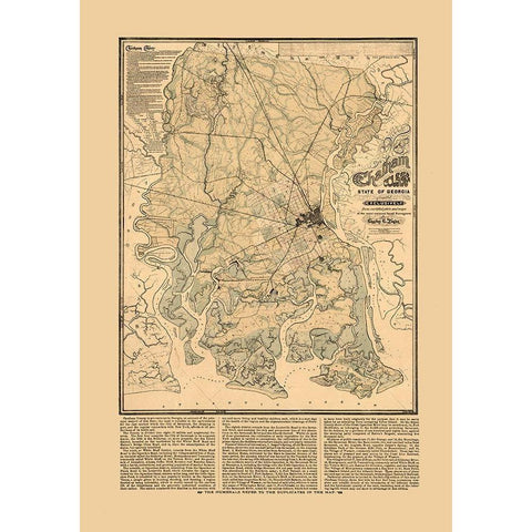 Chatham County Georgia - Platen 1875  Black Modern Wood Framed Art Print with Double Matting by Platen