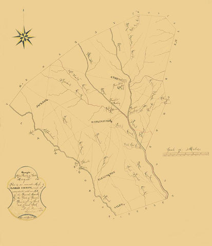 Clarke Georgia - Green 1868 Black Ornate Wood Framed Art Print with Double Matting by Green