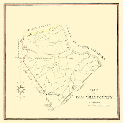 Columbia Georgia - Mc Duffie 1871 White Modern Wood Framed Art Print with Double Matting by Mc Duffie