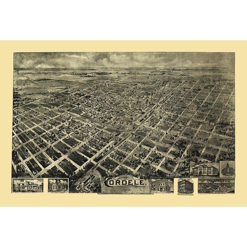 Cordele Georgia - Fowler 1908 Black Modern Wood Framed Art Print with Double Matting by Fowler