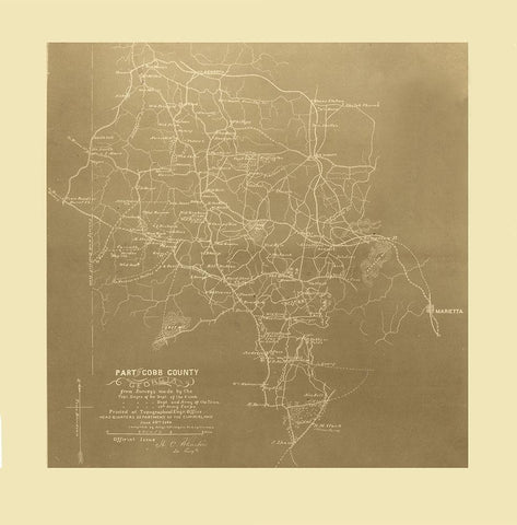 Cobb County Georgia - Finegan 1864  White Modern Wood Framed Art Print with Double Matting by Finegan