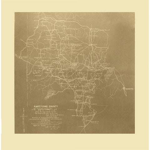 Cobb County Georgia - Finegan 1864  Black Modern Wood Framed Art Print with Double Matting by Finegan