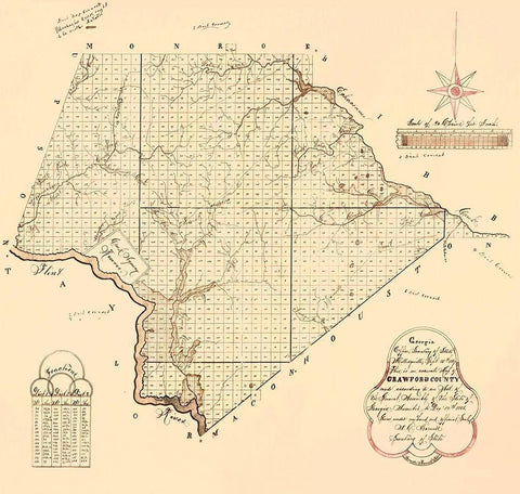 Crawford Georgia - Secretary of State 1866 Black Ornate Wood Framed Art Print with Double Matting by Secretary of State