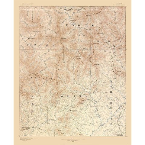 Dahlonega Sheet Georgia - USGS 1886  Black Modern Wood Framed Art Print with Double Matting by USGS