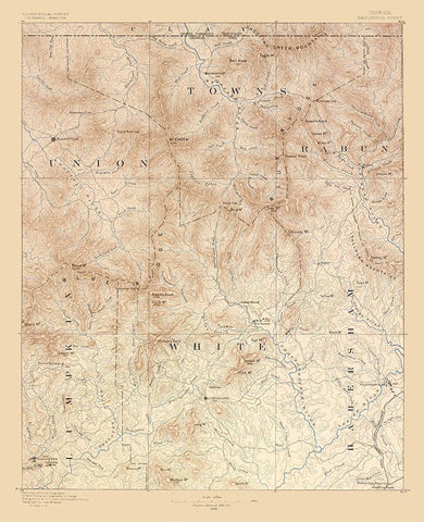 Dahlonega Sheet Georgia - USGS 1886  White Modern Wood Framed Art Print with Double Matting by USGS