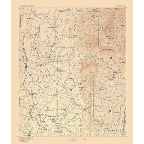 Dalton Sheet Georgia - USGS 1886  White Modern Wood Framed Art Print by USGS