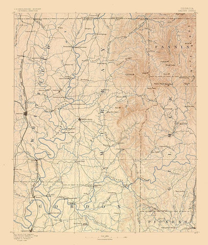 Dalton Sheet Georgia - USGS 1886  White Modern Wood Framed Art Print with Double Matting by USGS