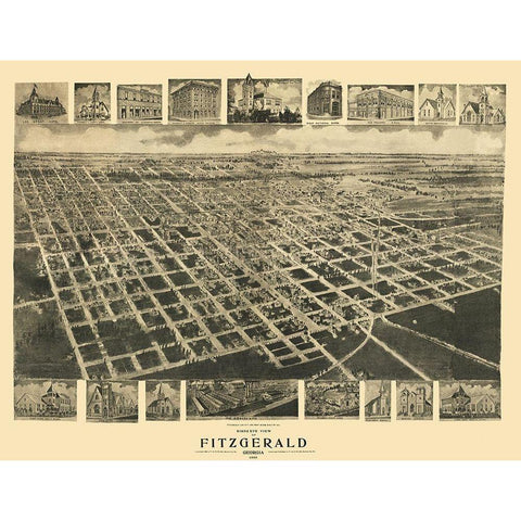 Fitzgerald Georgia - Fowler 1908 White Modern Wood Framed Art Print by Fowler