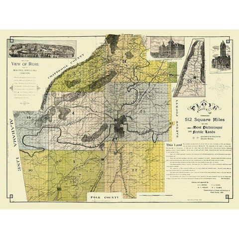 Floyd County Georgia - Beauman 1895  Gold Ornate Wood Framed Art Print with Double Matting by Beauman
