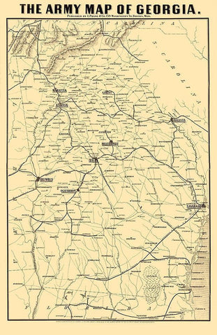 Georgia Army - Prang 1864  Black Ornate Wood Framed Art Print with Double Matting by Prang