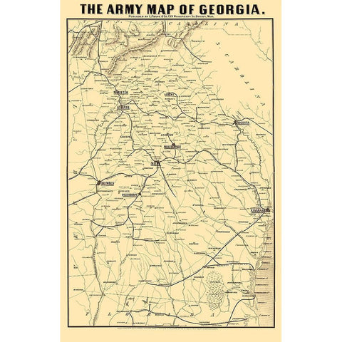 Georgia Army - Prang 1864  Black Modern Wood Framed Art Print by Prang