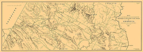 Georgia Western Atlantic Railroad - Cooper 1837  White Modern Wood Framed Art Print with Double Matting by Cooper