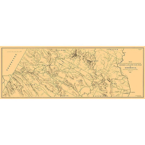 Georgia Western Atlantic Railroad - Cooper 1837  Gold Ornate Wood Framed Art Print with Double Matting by Cooper