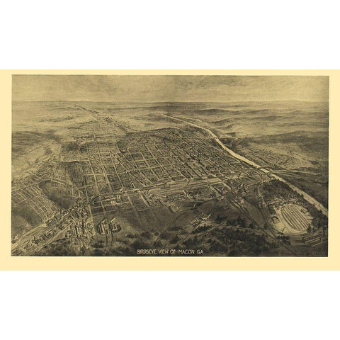 Macon Georgia - Burke 1912 Black Modern Wood Framed Art Print by Burke