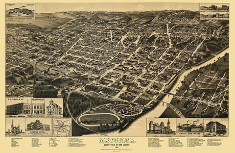 Macon Georgia - Wellge 1887 White Modern Wood Framed Art Print with Double Matting by Wellge