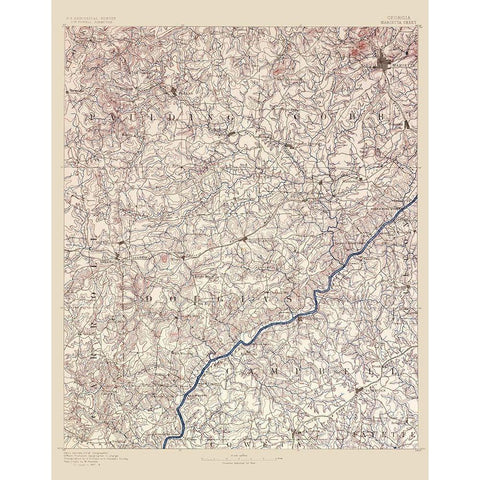 Marietta Sheet Georgia - USGS 1888  Black Modern Wood Framed Art Print with Double Matting by USGS