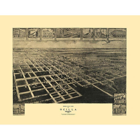 Ocilla Georgia - Fowler 1908 Black Modern Wood Framed Art Print with Double Matting by Fowler