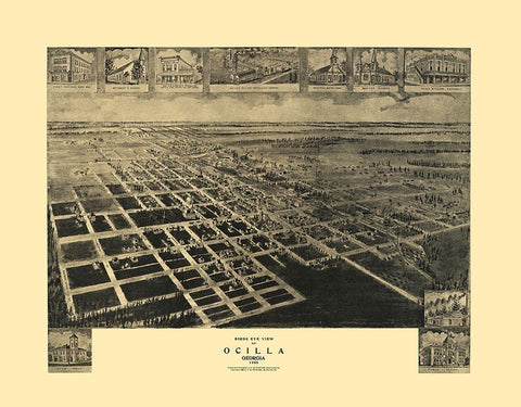 Ocilla Georgia - Fowler 1908 Black Ornate Wood Framed Art Print with Double Matting by Fowler