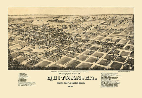 Quitman Georgia - Norris 1885 Black Ornate Wood Framed Art Print with Double Matting by Norris