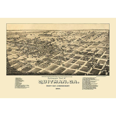Quitman Georgia - Norris 1885 Gold Ornate Wood Framed Art Print with Double Matting by Norris