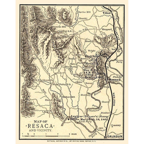 Resaca Georgia Vicinity Battles - Northrup 1864  Black Modern Wood Framed Art Print by Northrup