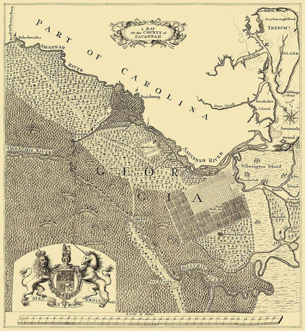 Savannah Georgia - Urlsperger 1735 Black Ornate Wood Framed Art Print with Double Matting by Urlsperger