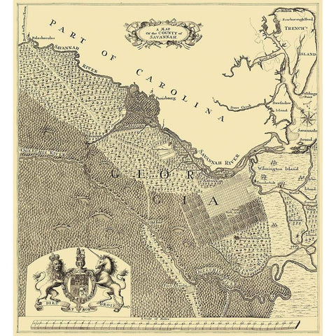 Savannah Georgia - Urlsperger 1735 Gold Ornate Wood Framed Art Print with Double Matting by Urlsperger