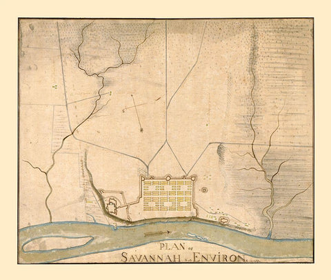 Savannah Georgia -1782 White Modern Wood Framed Art Print with Double Matting by Unknown