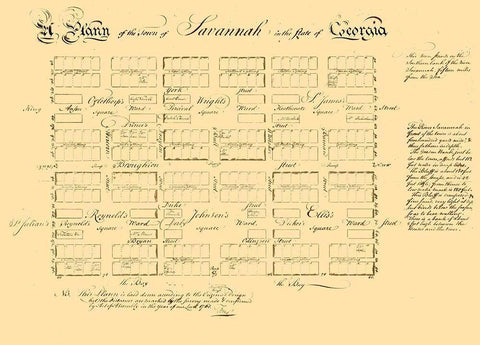 Savannah Georgia - Carson 1761  Black Ornate Wood Framed Art Print with Double Matting by Carson