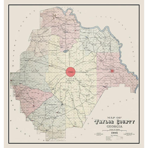 Taylor Georgia Landowner - Hudgins 1908 White Modern Wood Framed Art Print by Hudgins