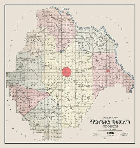 Taylor Georgia Landowner - Hudgins 1908 White Modern Wood Framed Art Print with Double Matting by Hudgins