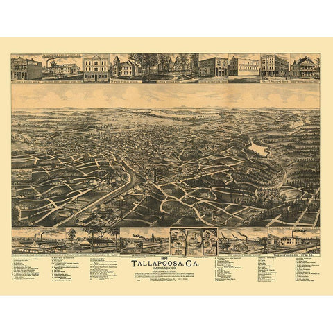 Tallapoosa Georgia - Norris 1892 White Modern Wood Framed Art Print by Norris