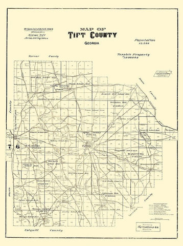 Tift Georgia - Hudgins 1905 Black Ornate Wood Framed Art Print with Double Matting by Hudgins