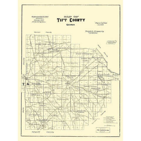 Tift Georgia - Hudgins 1905 White Modern Wood Framed Art Print by Hudgins