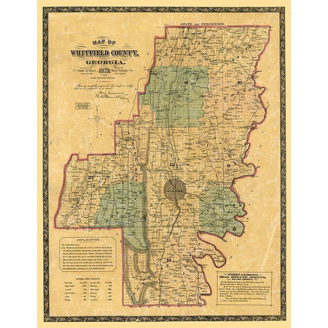 Whitfield County Georgia - Schultz 1879  Black Modern Wood Framed Art Print with Double Matting by Schultz