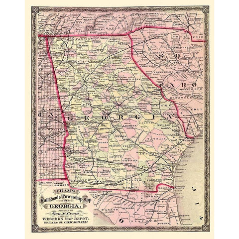 Georgia - Cram 1875 White Modern Wood Framed Art Print by Cram