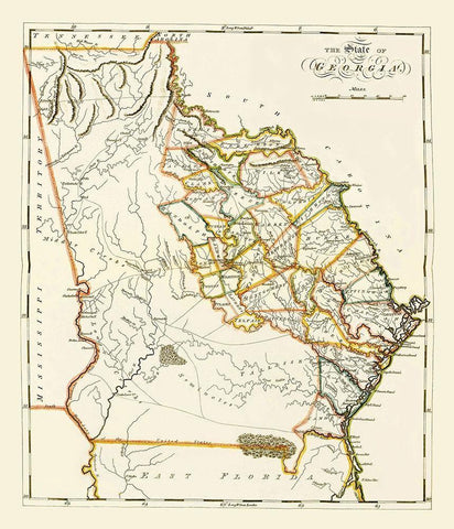 Georgia - Lewis 1817 White Modern Wood Framed Art Print with Double Matting by Lewis