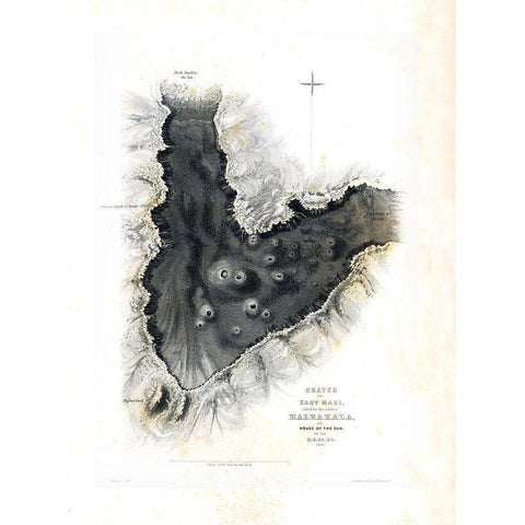 Haleakala Maui County Hawaii - US 1841  Gold Ornate Wood Framed Art Print with Double Matting by US Expedition