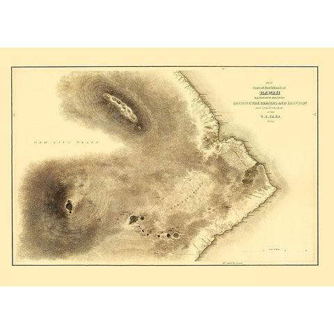 Hawaii Hawaii - Wilkes 1841 Gold Ornate Wood Framed Art Print with Double Matting by Wilkes